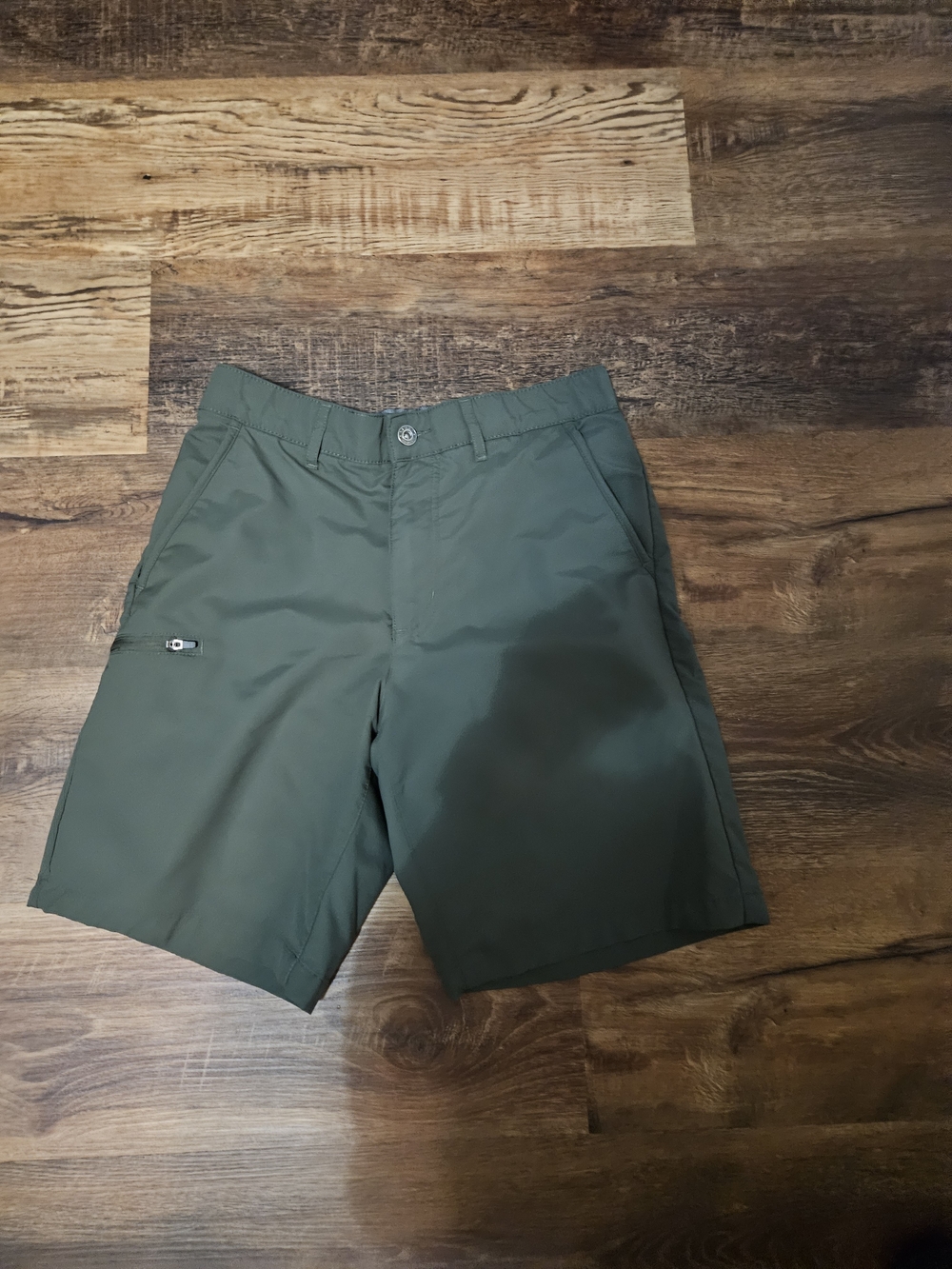 Kids' Olive Green Casual Shorts with Zip Pocket